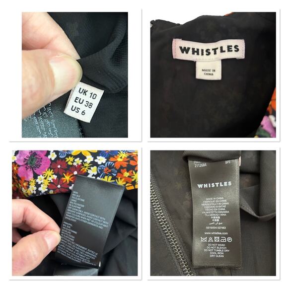 Whistles Multicolor Floral Silk Dora Bodycon Dual Zipper Dress, Size 6 - Picture 15 of 15